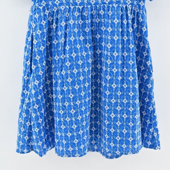 RHODE X TARGET Dress Sz S Blue Embroidered Eyelet Floral Cotton Puff Sleeve Mini - Picture 7 of 12
